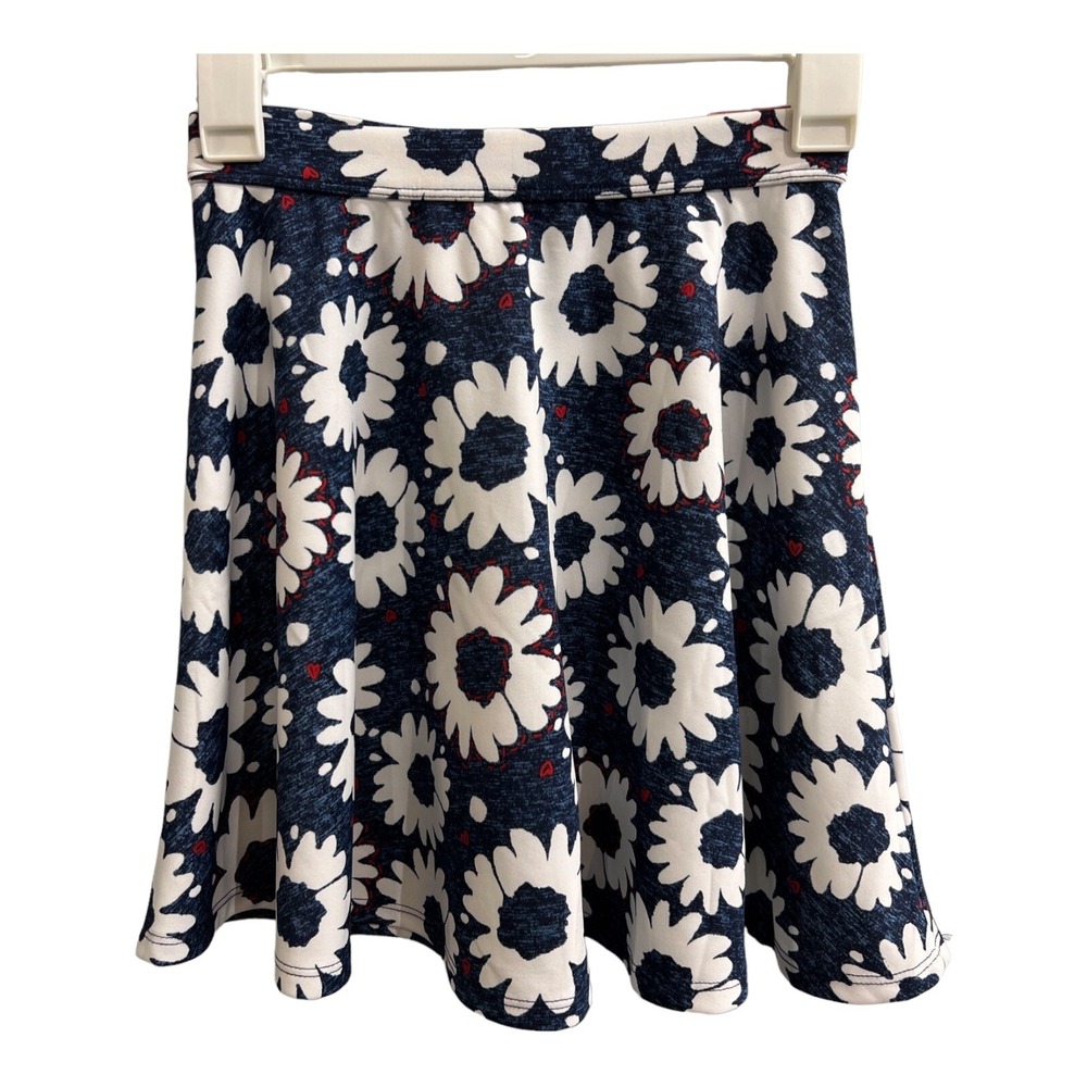 Hollister Skirt Womens S Blue Floral Mini Skater Jersey Knit Preppy Tennis Prep